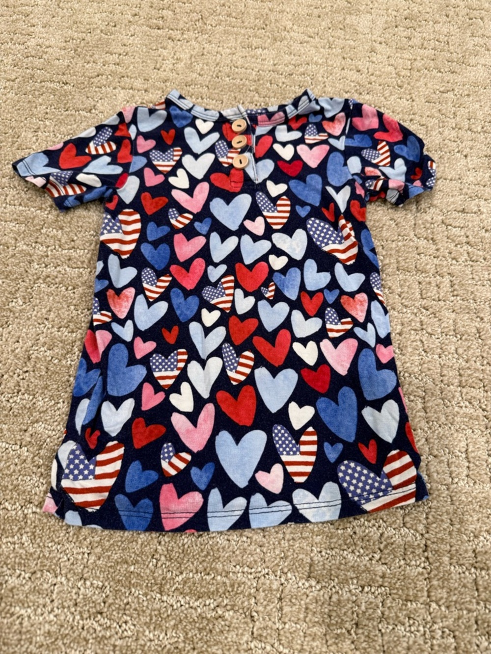 Posh Peanut Navy Red Pink Blue Heart Short Sleeve Top